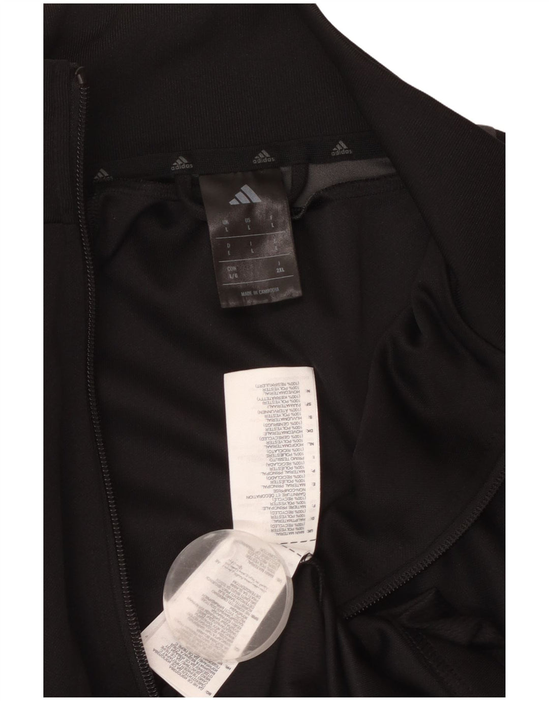 ADIDAS Mens Tracksuit Top Jacket Large Black Polyester