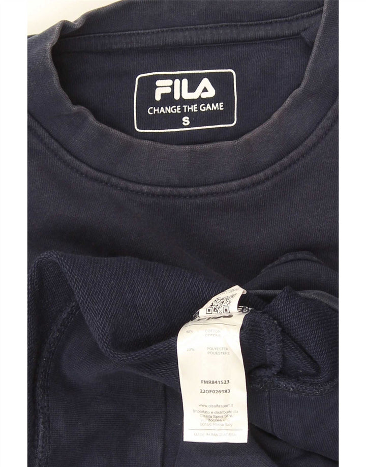 Fila Mens Graphic Sweatshirt Jumper Small Navy Blue Cotton
