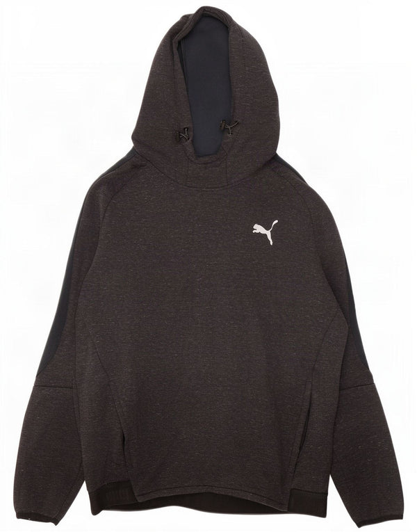 Puma Mens Hoodie Jumper Large Grey Flecked Cotton