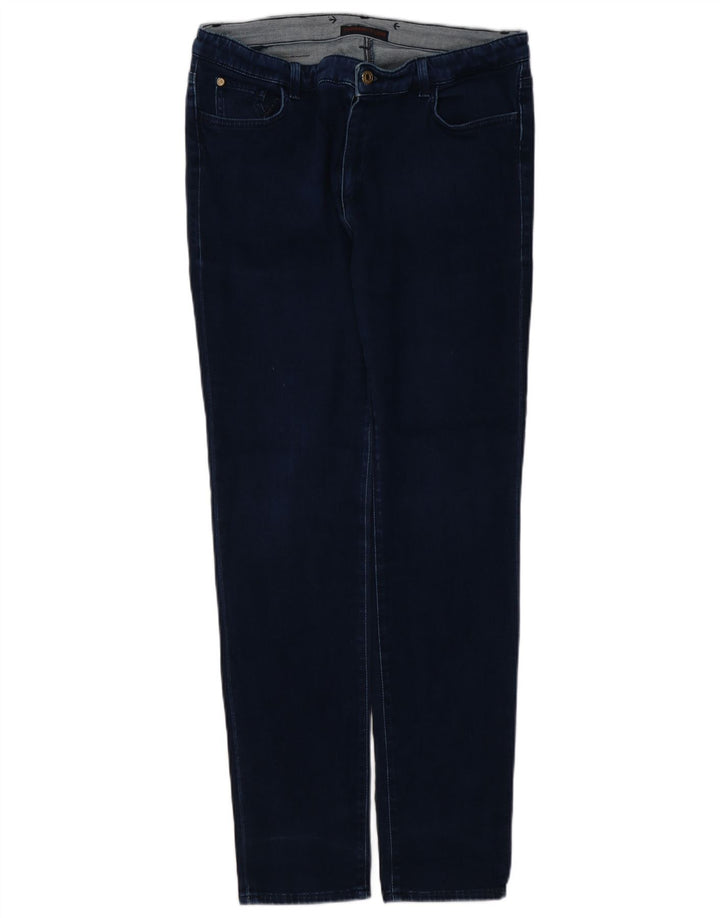 TRUSSARDI Womens Slim Jeans IT 49 XL W35 L32 Navy Blue Polyester