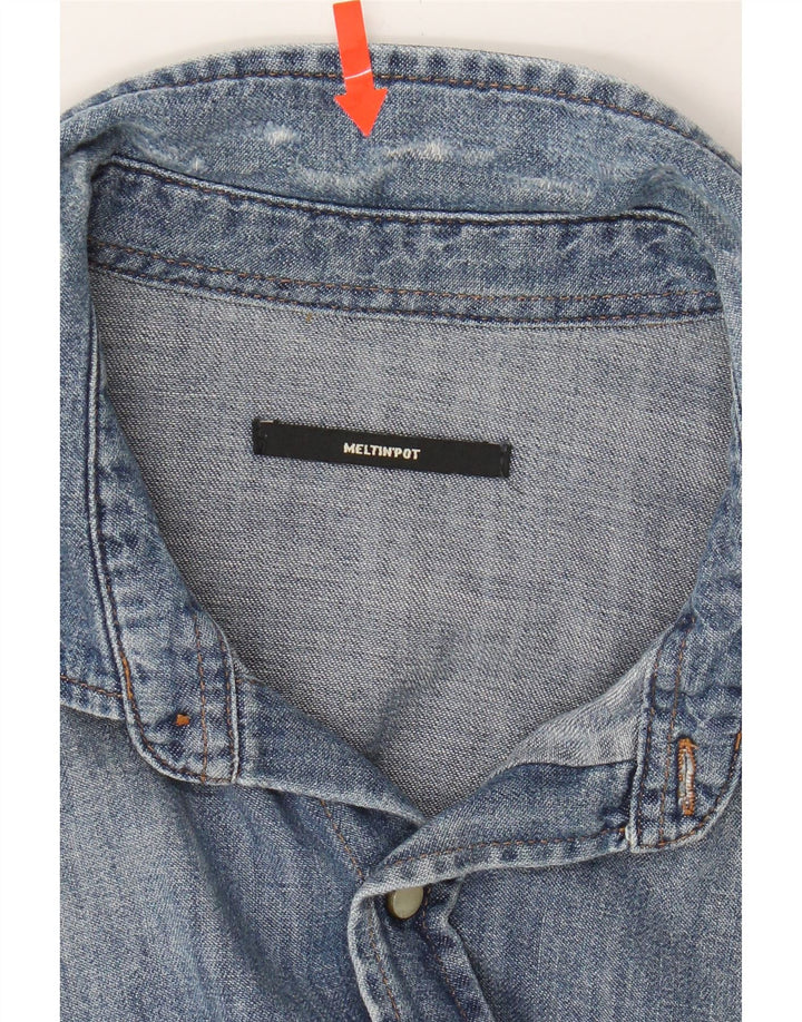 MELTIN' POT Mens Denim Shirt Medium Blue Vintage Meltin' Pot and Second-Hand Meltin' Pot from Messina Hembry 