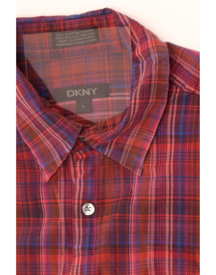 Dkny Mens Shirt Large Red Check Cotton