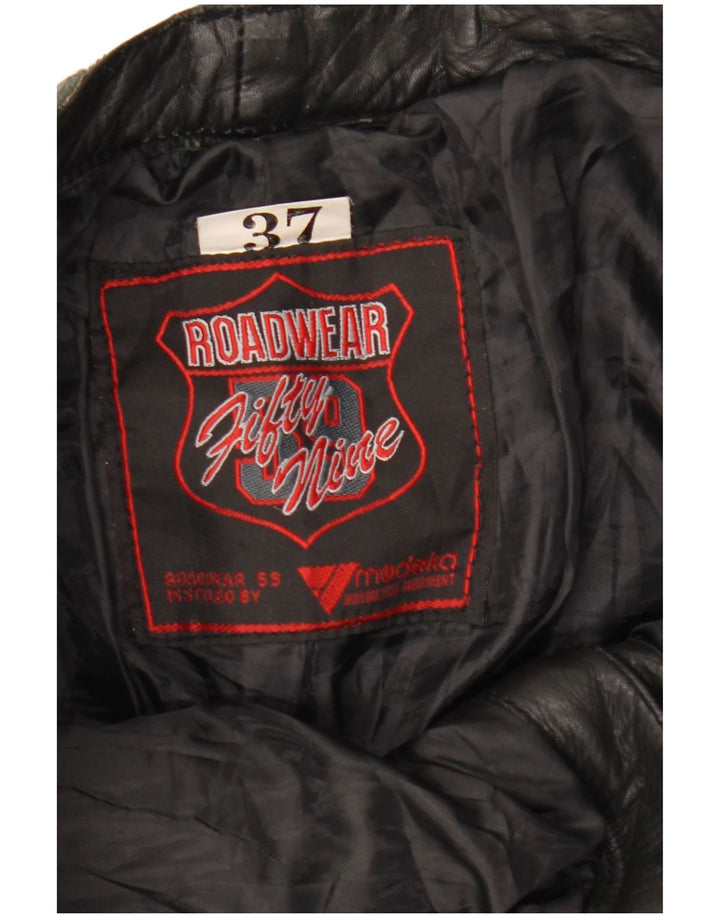 MODEKA Mens Straight Leather Trousers W37 L33 Black Leather