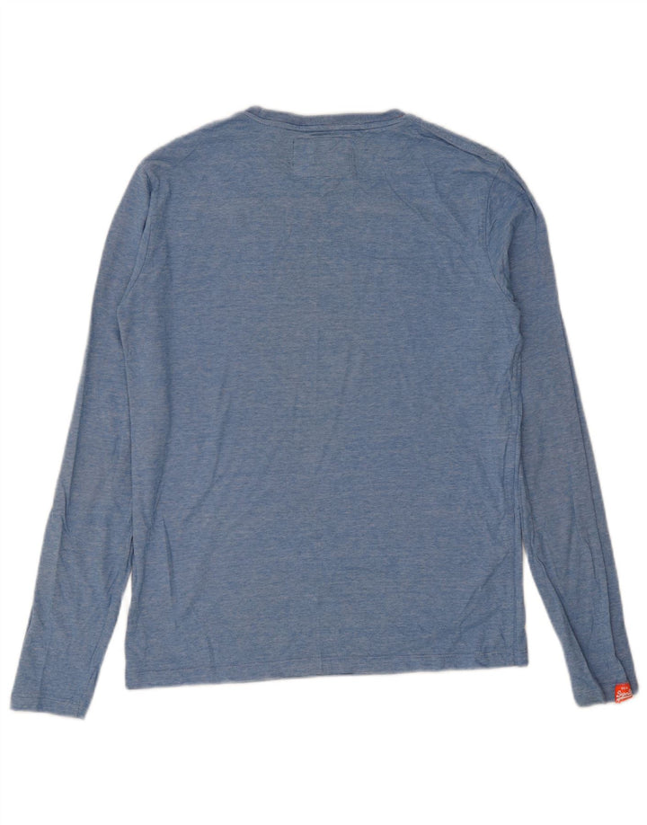 Superdry Mens Top Long Sleeve Medium Blue Flecked Cotton