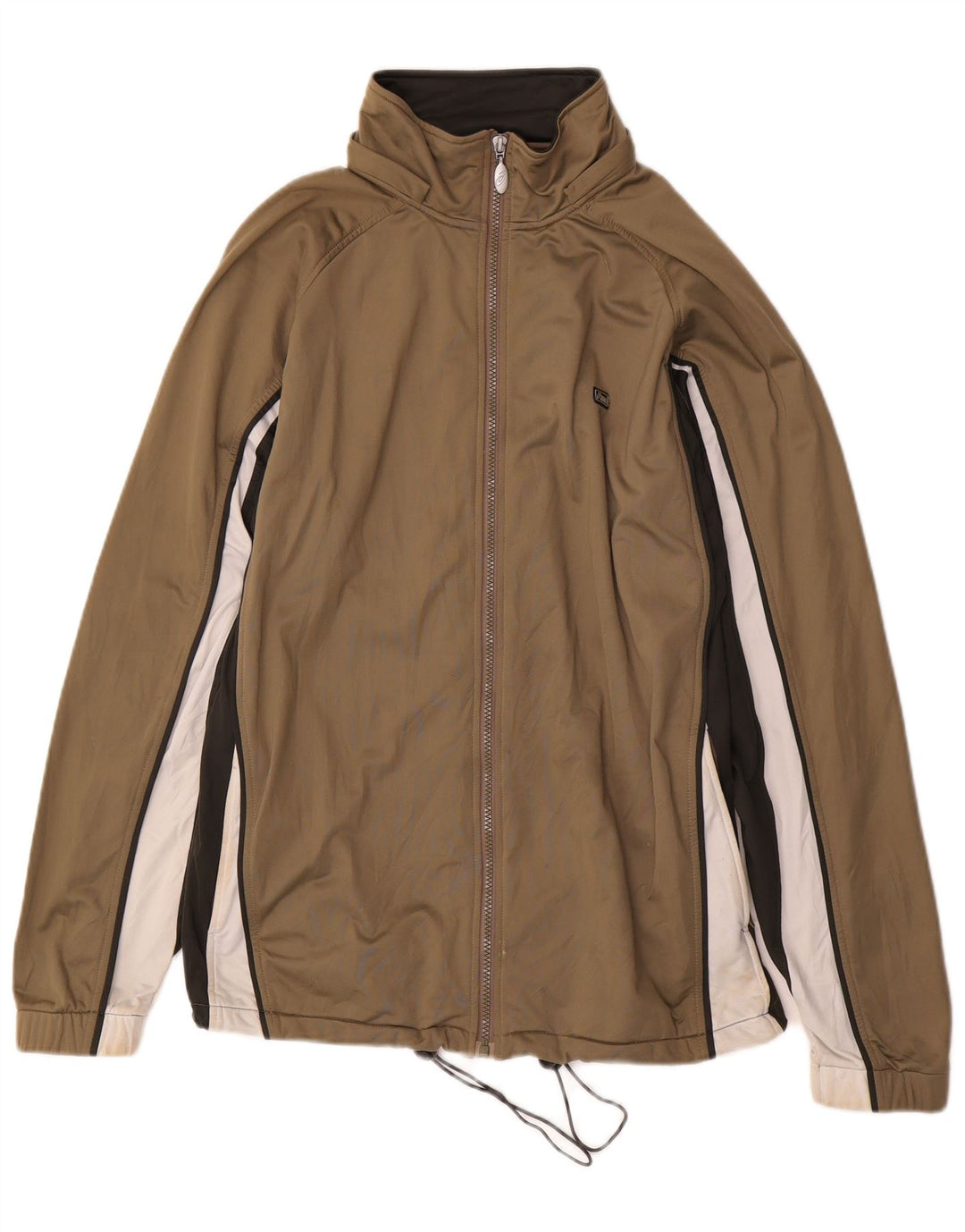 Asics Mens Tracksuit Top Jacket Medium Khaki Colourblock Polyester