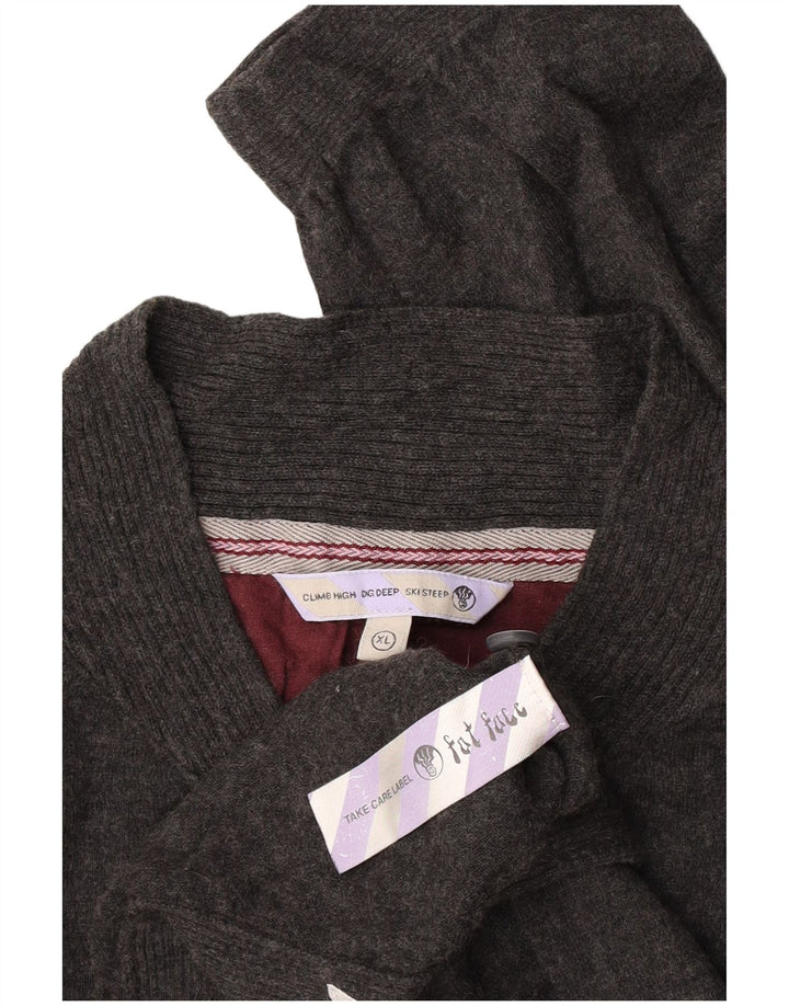 Fat Face Mens Button Neck Jumper Sweater XL Grey Cotton