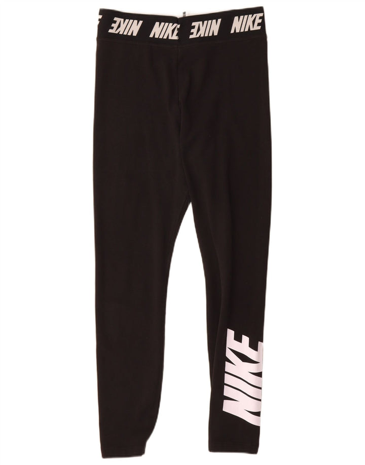 Nike Womens Graphic Leggings UK 12 Medium  Black Cotton