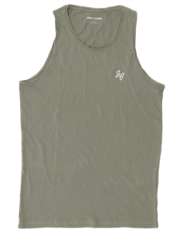 Jack & Jones Mens Vest Top Large Khaki Cotton