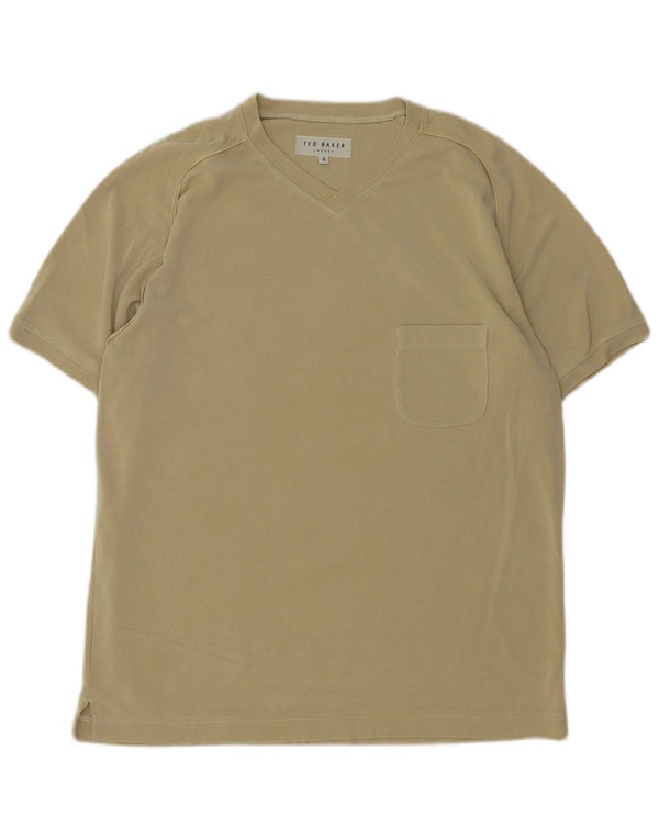 Ted Baker Mens T-Shirt Top Size 4 Large Khaki Cotton