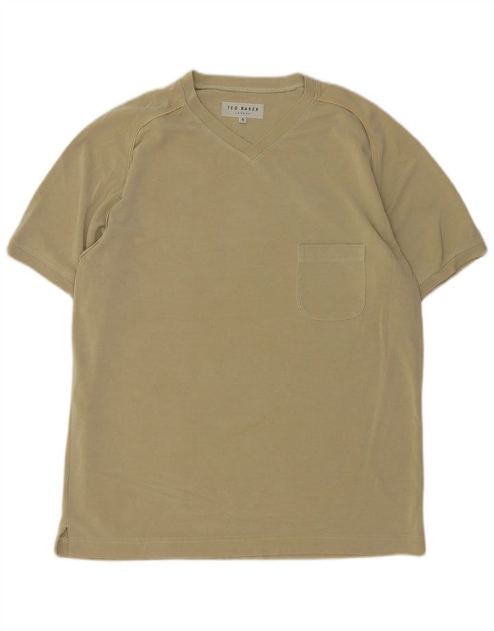Ted Baker Mens T-Shirt Top Size 4 Large Khaki Cotton
