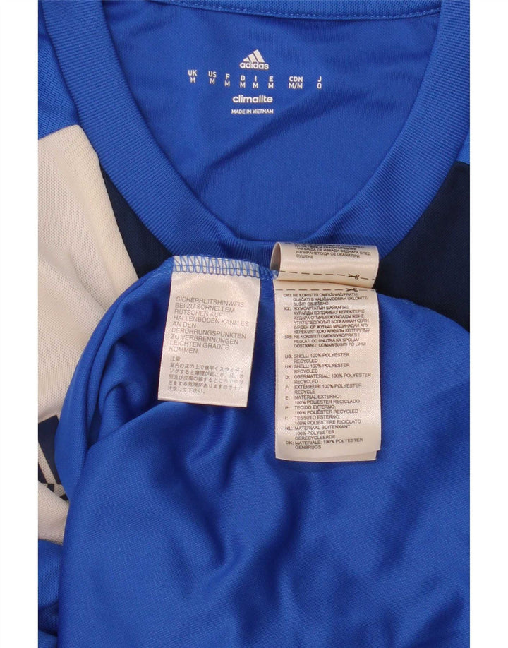 Adidas Mens Climalite Top Long Sleeve Medium Blue Colourblock Polyester
