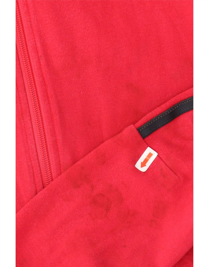 ADIDAS Womens Tracksuit Top Jacket UK 12 Medium Red Cotton