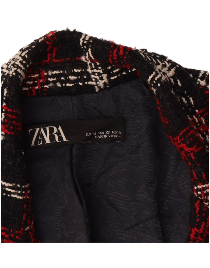 Zara Womens Double Breasted Oversized Blazer Jacket UK 6 XS Red Check