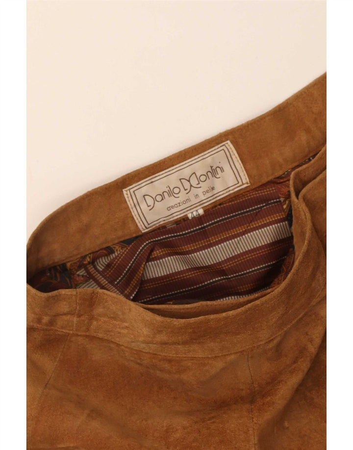 Vintage Womens Suede Wrap Skirt IT 44 Medium W28 Brown Leather
