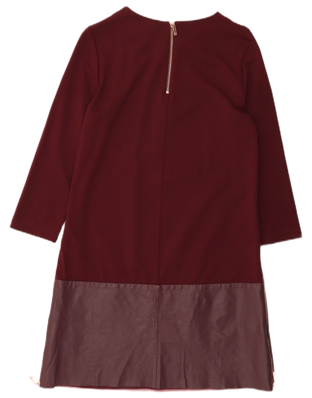 TED BAKER Womens 3/4 Sleeve Shift Dress Size 2 Small Burgundy Viscose