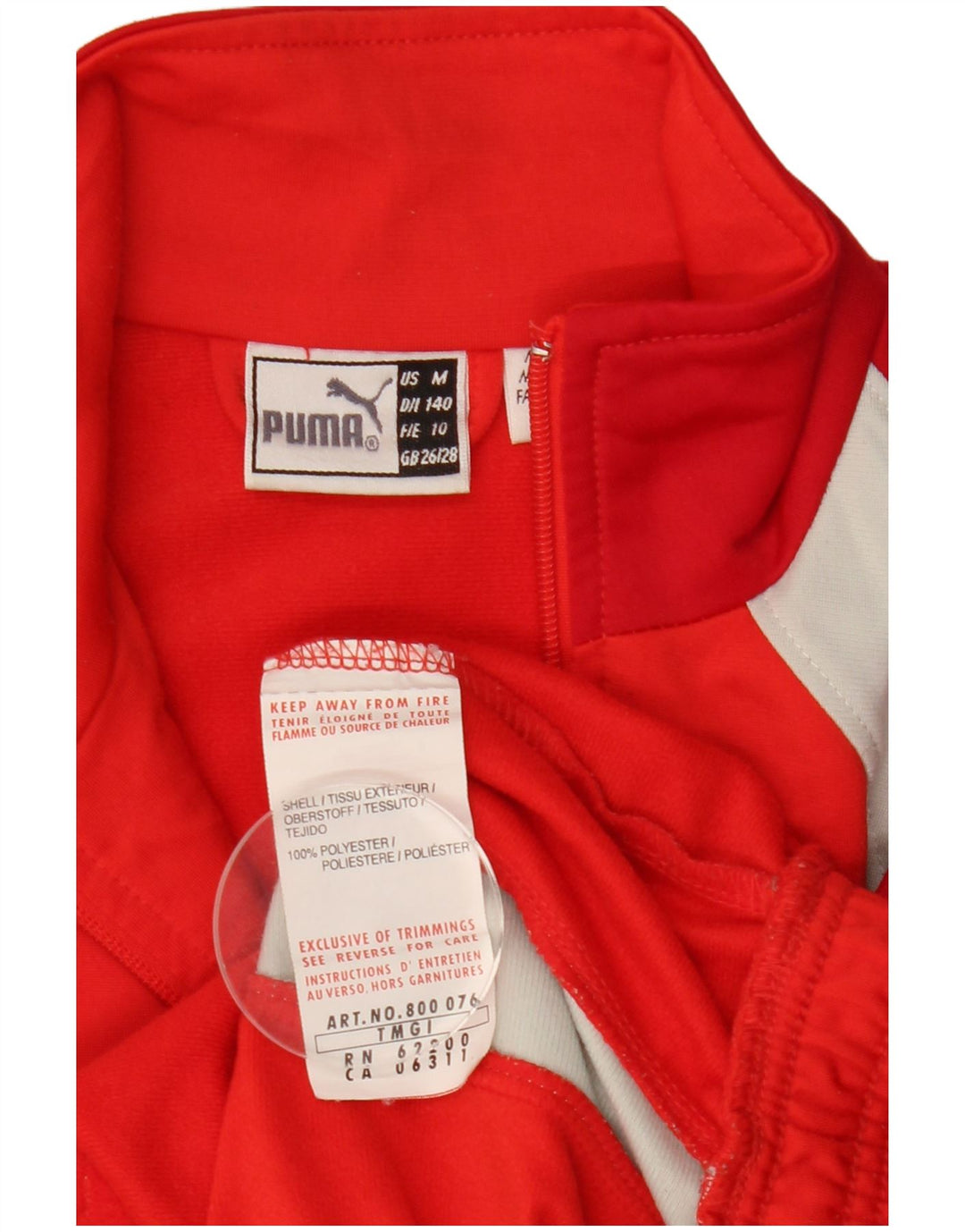 PUMA Boys Tracksuit Top Jacket 9-10 Years Red Colourblock Polyester