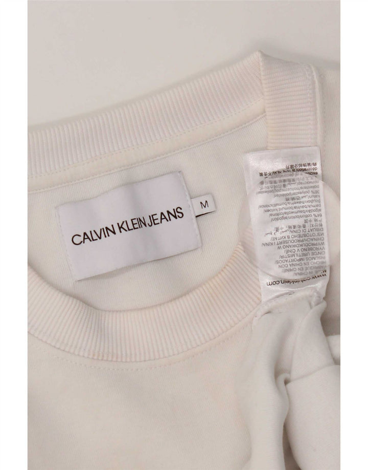 Calvin Klein Jeans Womens Oversized Sweatshirt Jumper UK 14 Medium White