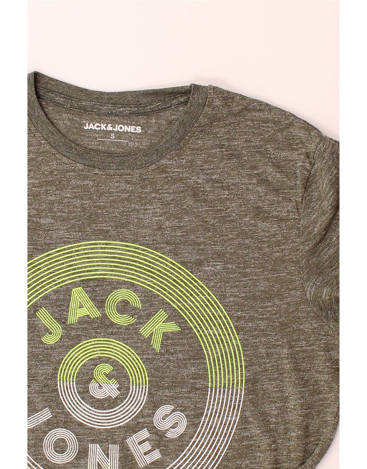 JACK & JONES Mens Graphic T-Shirt Top Small Green Flecked Polyester Vintage Jack & Jones and Second-Hand Jack & Jones from Messina Hembry 