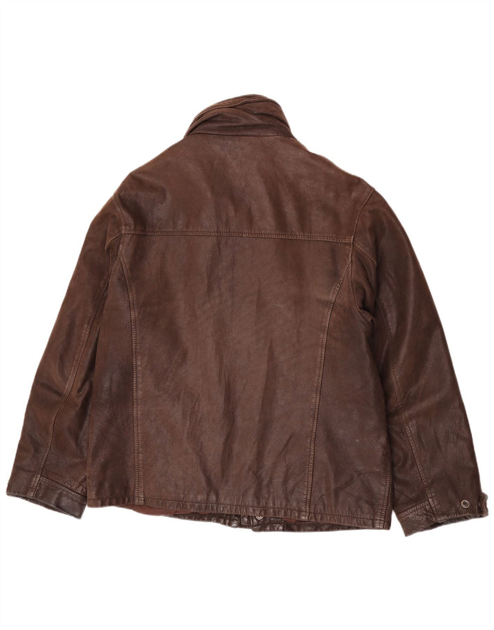 Vintage Mens Leather Jacket IT 50 Large Brown Leather