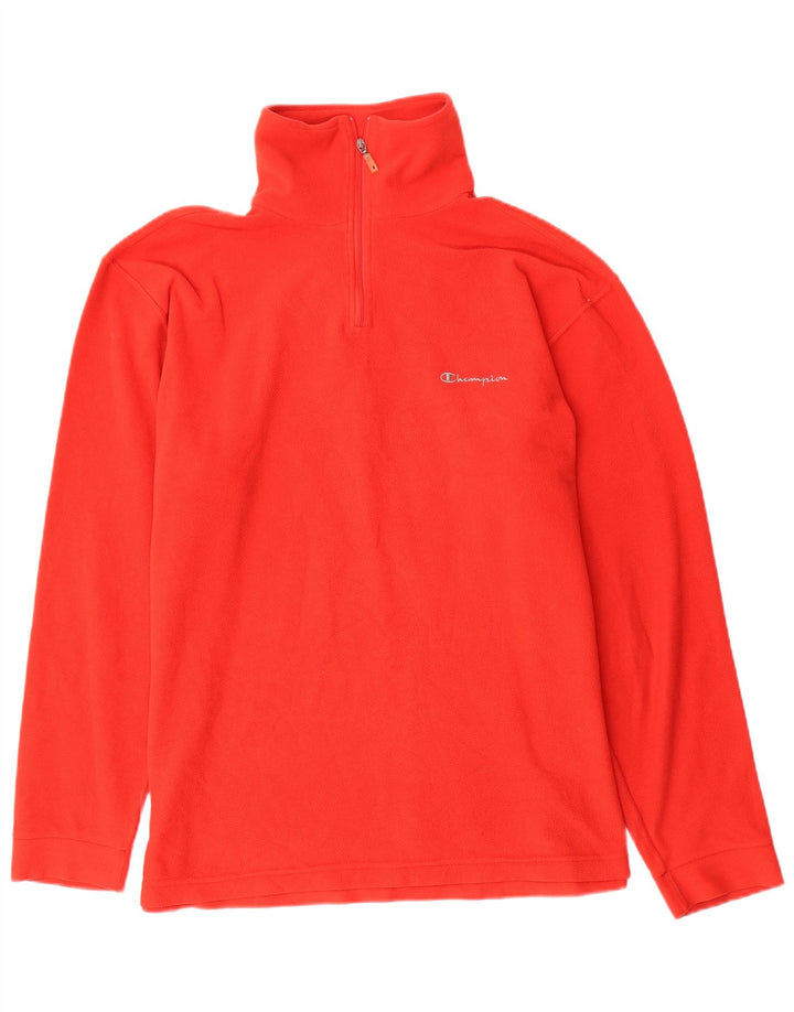 CHAMPION Mens Zip Neck Fleece Jumper XL Red Polyester