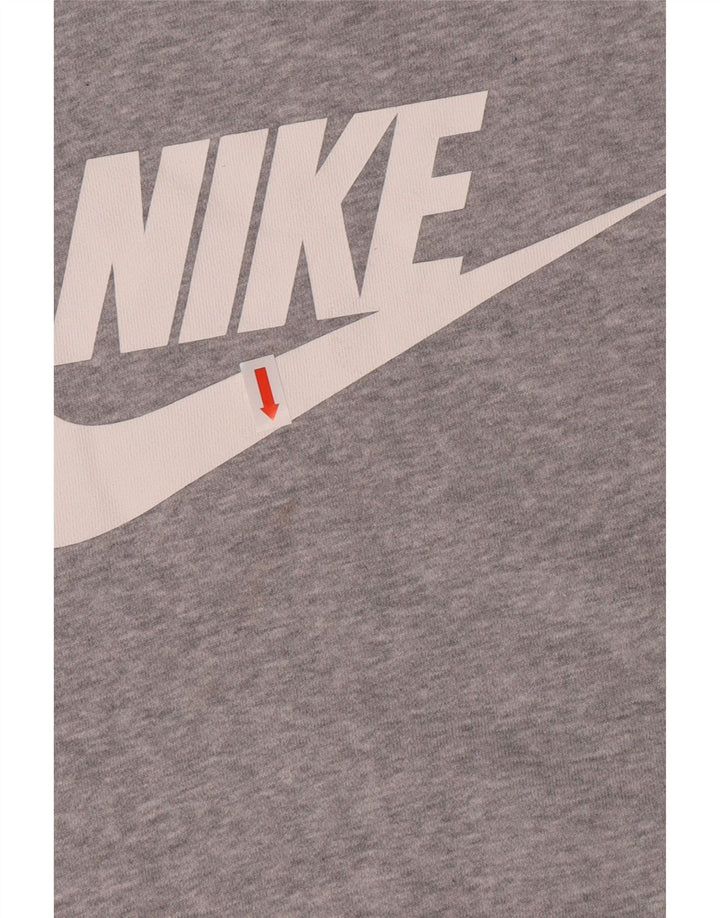 Nike Womens Graphic Sweatshirt Jumper UK 10 Small Grey Flecked Cotton