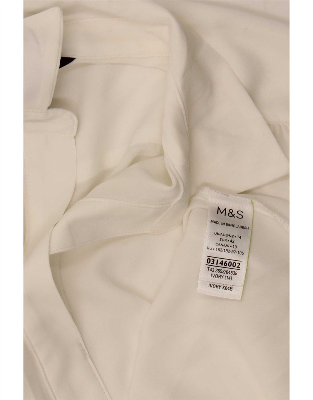 Marks & Spencer Womens Blouse Top UK 14 Large White Polyester