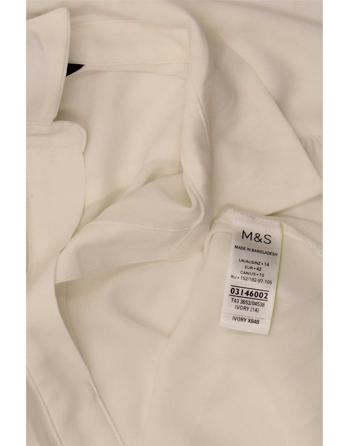 Marks & Spencer Womens Blouse Top UK 14 Large White Polyester