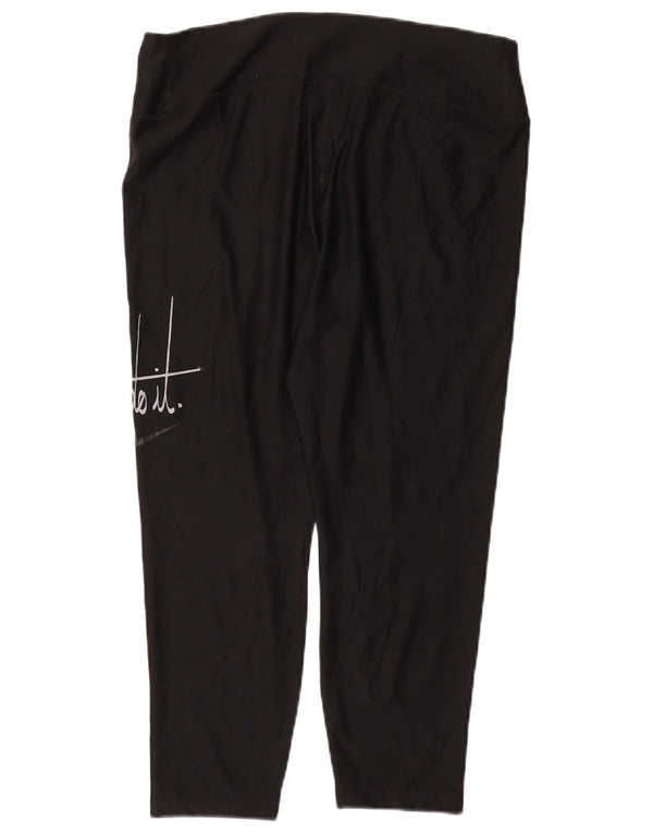 NIKE Womens Dri Fit Graphic Capri Leggings UK 18 XL  Black Polyester