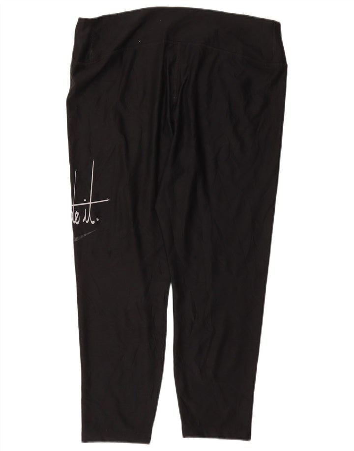 NIKE Womens Dri Fit Graphic Capri Leggings UK 18 XL  Black Polyester