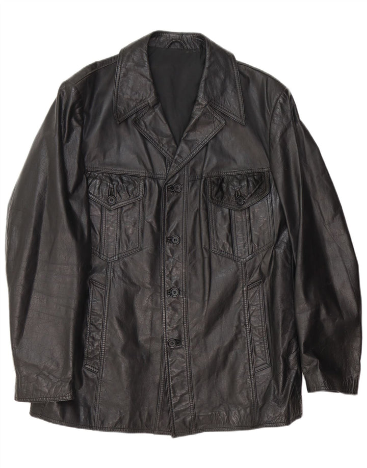 Vintage Mens Leather Jacket UK 38 Medium Black Leather