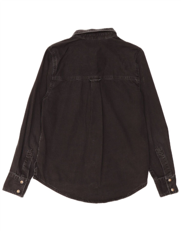 MARKS & SPENCER Womens Denim Shirt UK 8 Small Black Cotton