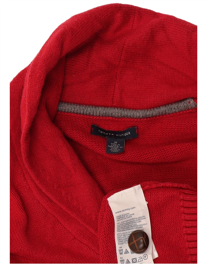 Tommy Hilfiger Womens Cardigan Sweater UK 12 Medium Red Cotton