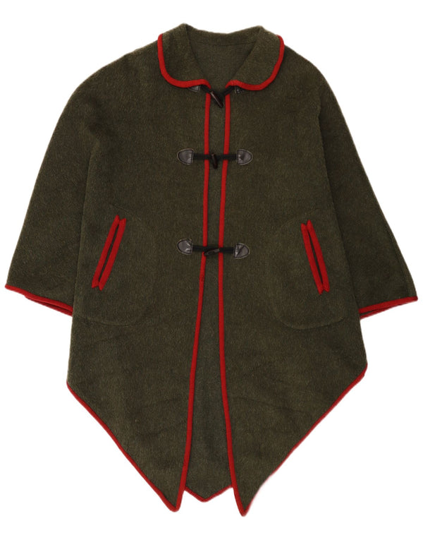 Vintage Womens Asymmetric Poncho Coat One Size Khaki