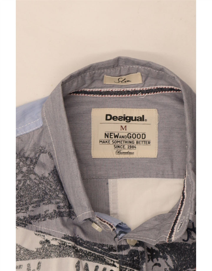 Desigual Mens Graphic Slim Fit Shirt Medium Multicoloured Colourblock