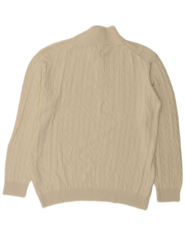 Gant Mens Button Neck Jumper Sweater 2XL Off White Cotton