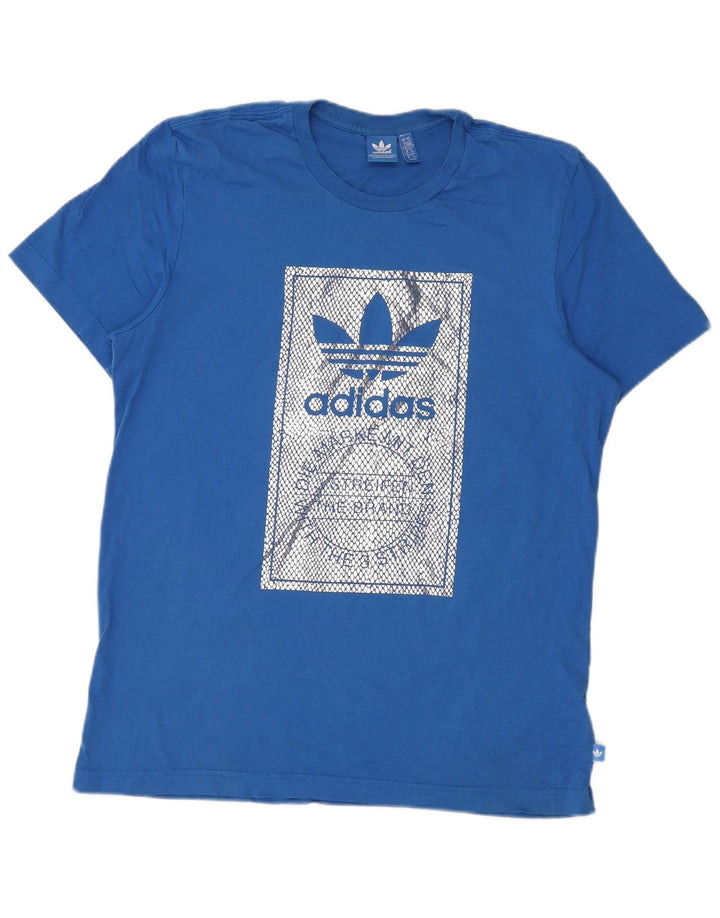 Adidas Mens Graphic T-Shirt Top XL Blue Cotton