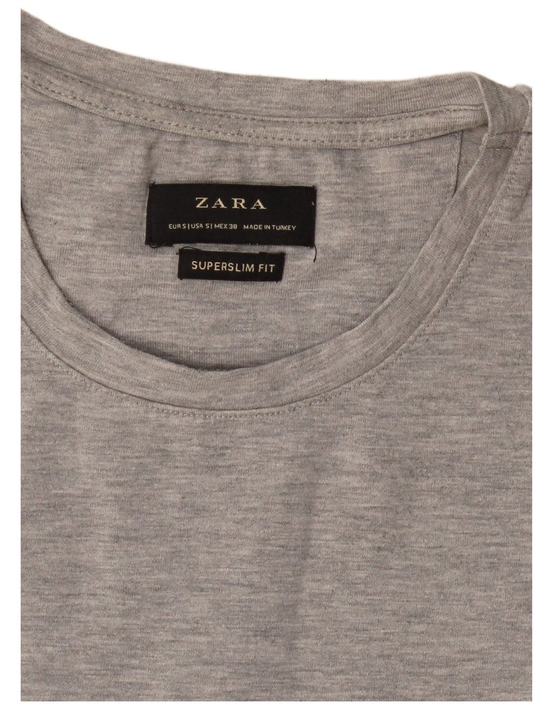 Zara Mens Super Slim Fit T-Shirt Top Small Grey Flecked