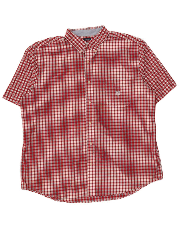 Chaps Mens Easy Care Short Sleeve Shirt 2XL Red Check Cotton