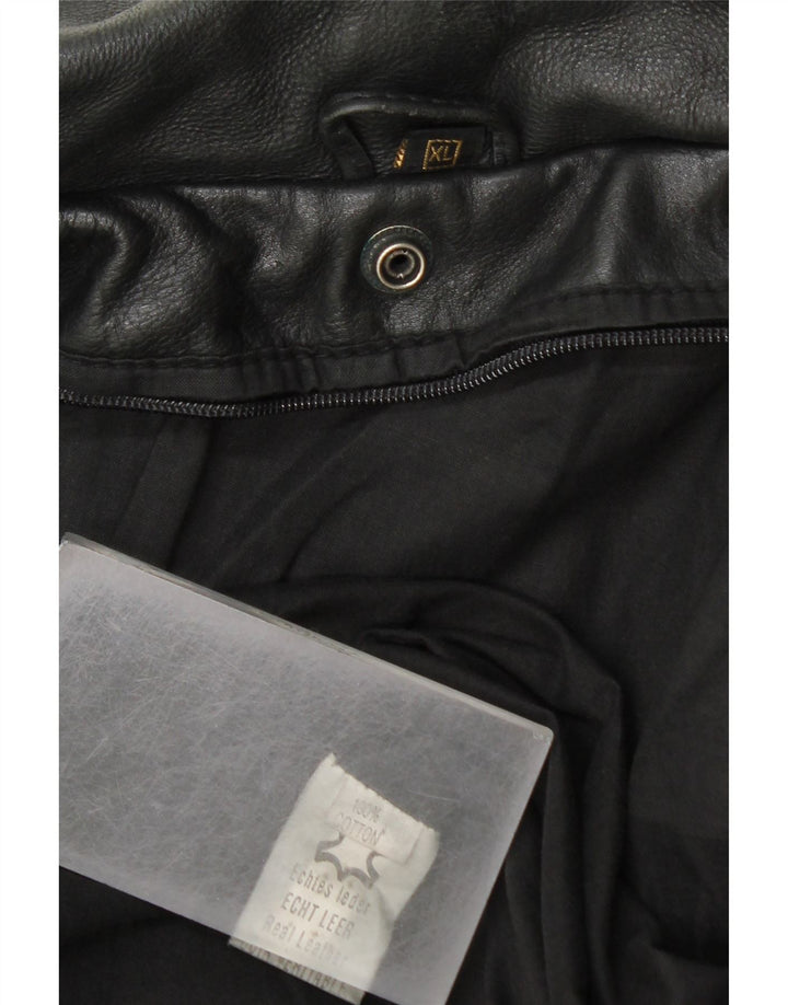 Vintage Mens Military Leather Jacket UK 42 XL Black Leather