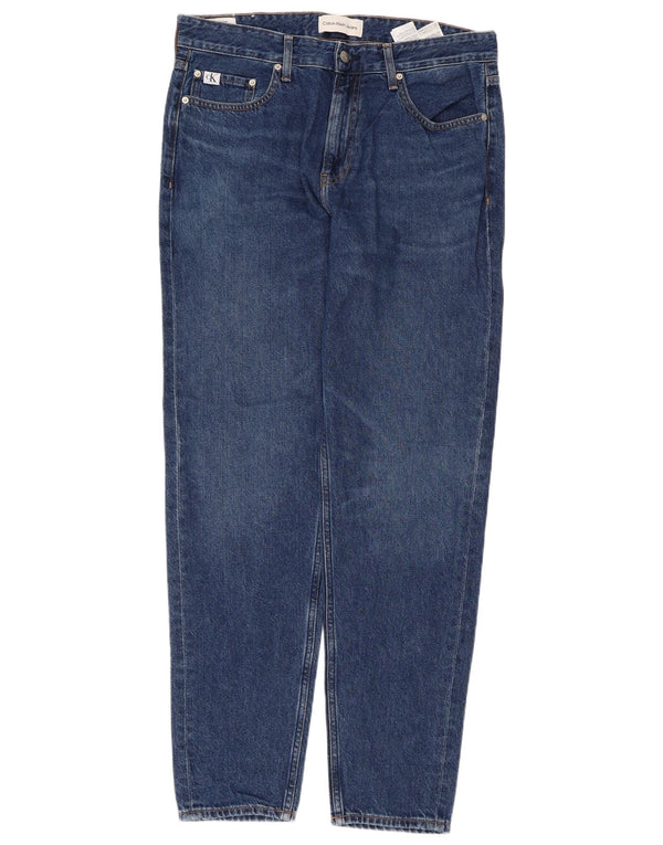 Calvin Klein Mens Tapered Jeans W32 L32 Blue Cotton