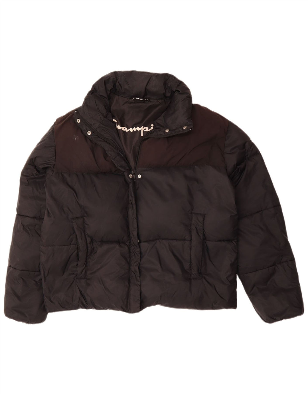 CHAMPION Womens Loose Fit Padded Jacket UK 18 XL Black Colourblock