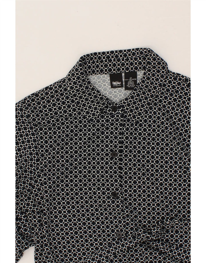 MOSSIMO Womens Abstract Pattern Long Sleeve Shirt Dress US 12 Large Grey Vintage Mossimo and Second-Hand Mossimo from Messina Hembry 