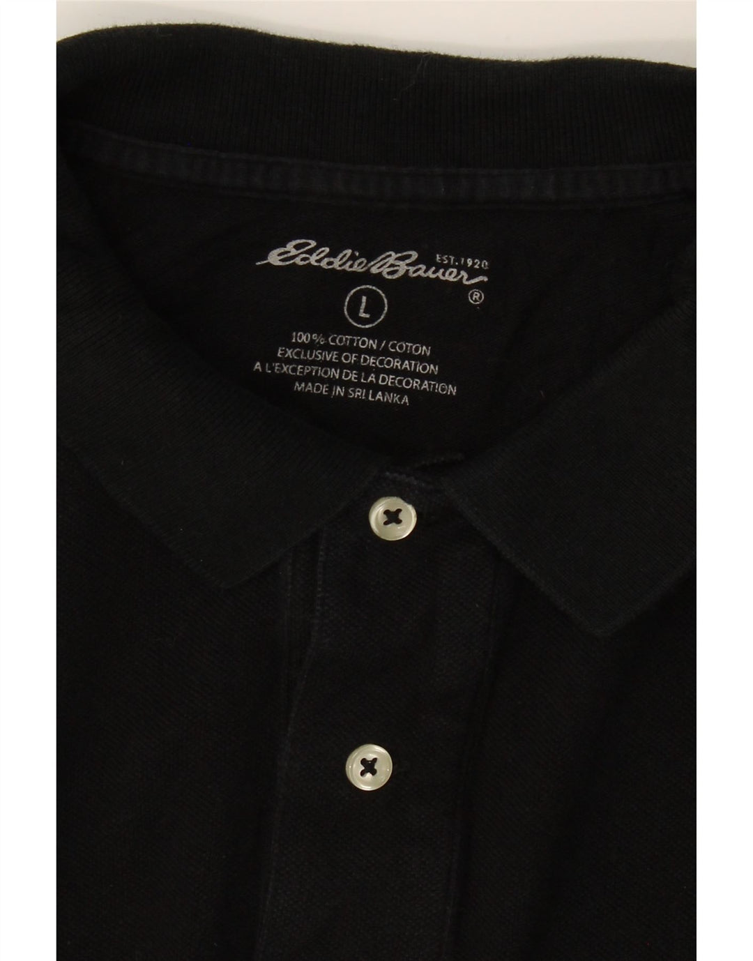 EDDIE BAUER Mens Polo Shirt Large Black Cotton Vintage Eddie Bauer and Second-Hand Eddie Bauer from Messina Hembry 
