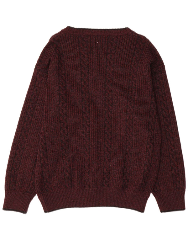 Rinaldi Womens Cardigan Sweater UK 14 Large Maroon Wool