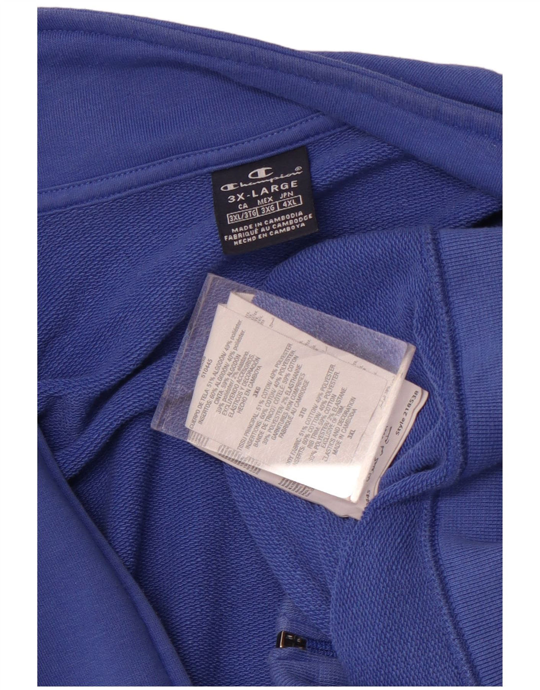 Champion Mens Tracksuit Top Jacket 3XL Blue Cotton