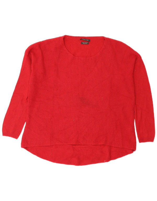 Massimo Dutti Womens Loose Fit Crew Neck Jumper Sweater UK 14 Medium Red