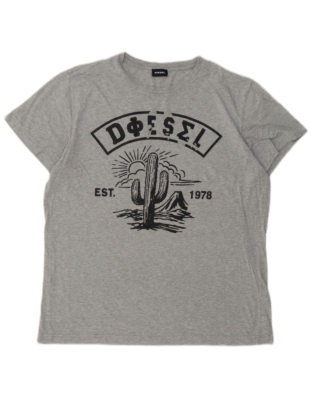 DIESEL Mens Graphic T-Shirt Top XL Grey Cotton