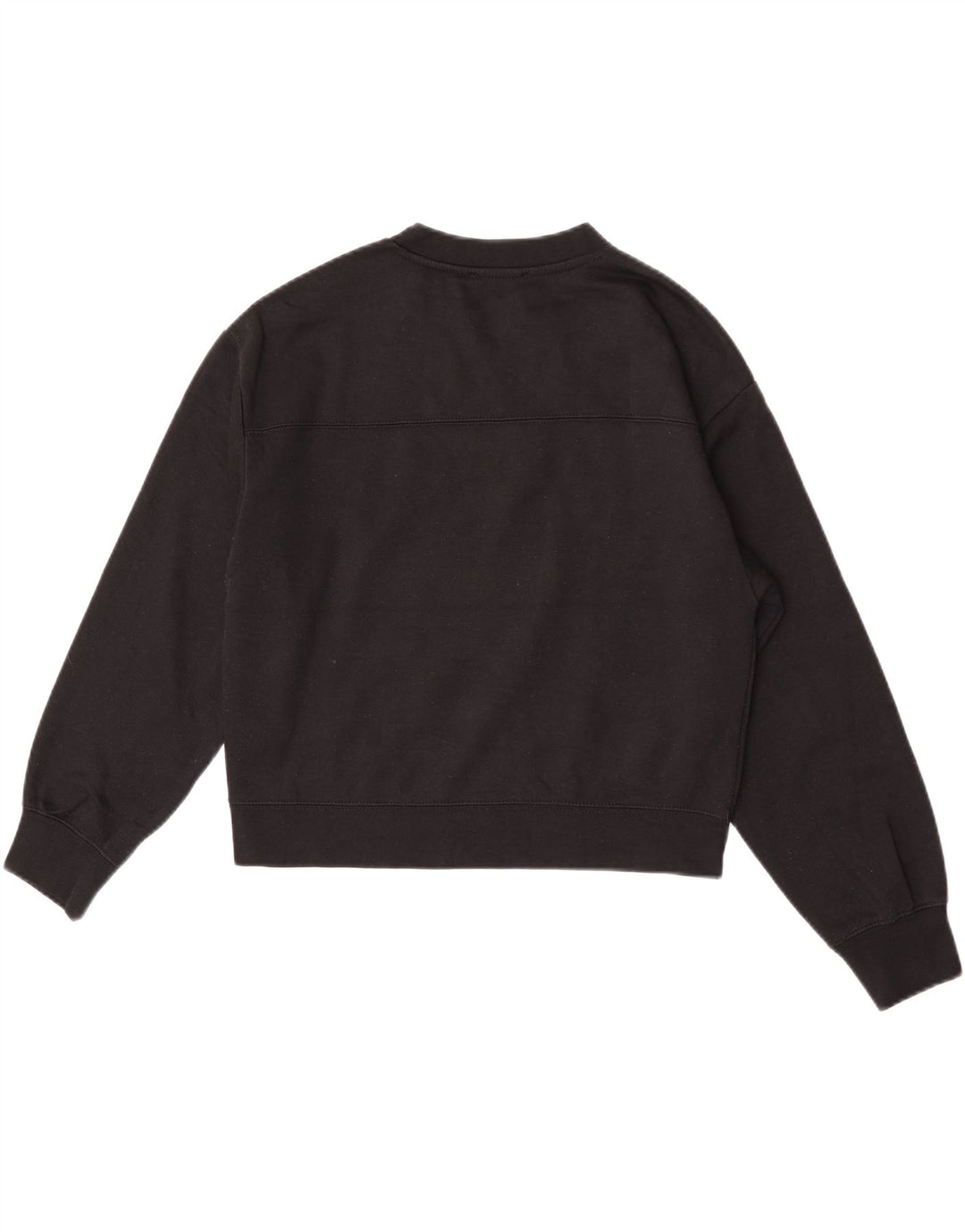 Zara Womens Crop Sweatshirt Jumper UK 14 Medium Black Polyester