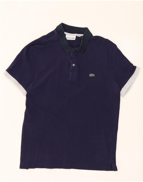 LACOSTE Mens Regular Fit Polo Shirt Size 4 Medium Navy Blue Cotton
