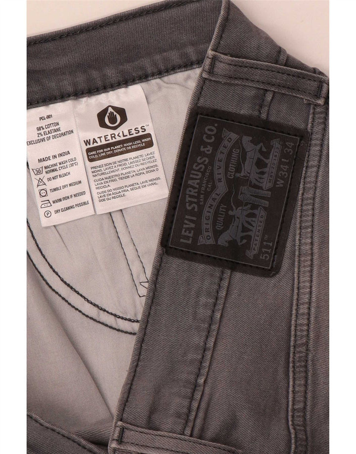 Levi's Mens Slim Jeans W34 L30 Grey Cotton
